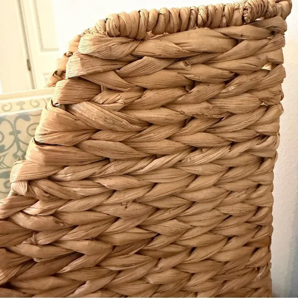 Vintage Woven Seagrass File Organizer Basket Boho Office Desktop Storage